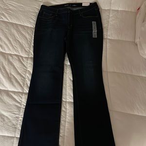 Mid-rise Old Navy Kicker Boot-cut Jeans- Dark Blue- Size 16 SHORT